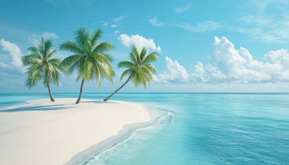 Fototapeta premium Tropical Paradise: Stunning Summer Scene On Paradise Island Beach. Luxury Destination In Maldives For Relaxation And Natural Beauty.