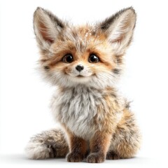 Fototapeta premium Adorable Baby Fox Cub Smiling on White Background