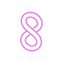 Obraz premium Neon Number Eight Pink Glow Isolated on cutout PNG background
