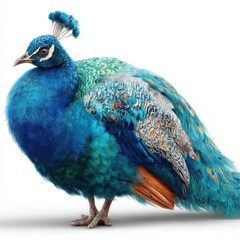 Obraz premium Peacock Portrait on White Background