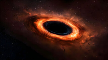 Fiery Black Hole Spiral In Deep Space
