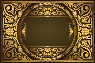Golden ornate floral decorative vintage blank card