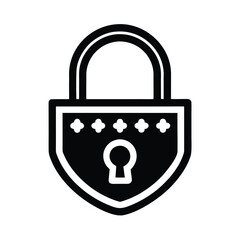 Padlock Security Icon with Keyhole and Star Design silhouette