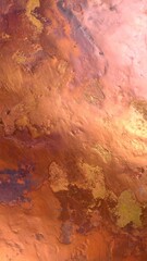 Textured Copper Surface with Patina and Golden Accents