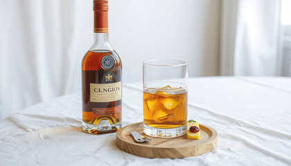 still life with a bottle of wine and a glass