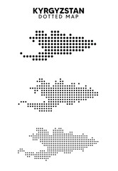Set of Kyrgyzstan Dotted Map Vector Poster on White Background