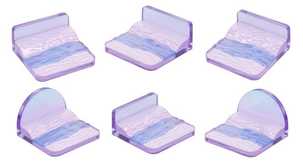 Isometric 3D wave illustrations with transparent platforms on a white background used for design elements or visual storytelling