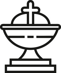 Church Holy Water Basin Outline Graphic