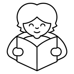 Thin line icon person holding book