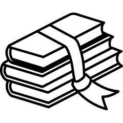Thin line stack of books tied with string icon