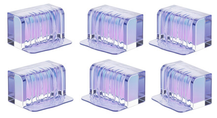 Isometric water block cascades abstract 3D renders against a white background Perfect for digital art design elements and visual branding