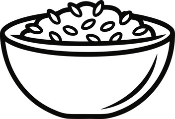 Morning Meal in a Bowl Vector Line Art