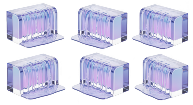 Isometric water block cascades abstract 3D renders against a white background Perfect for digital art design elements and visual branding