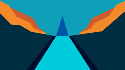 Obraz premium Perilous view looking down a steep narrow ravine rugged landscape