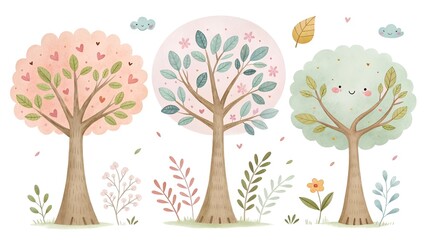 vector illustration of a tree with flowers