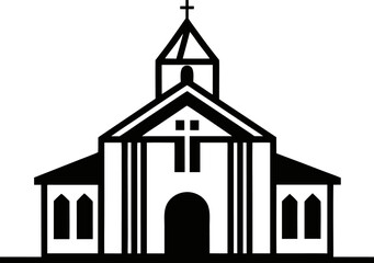 Church Building Icon Line Art Vector Illustration