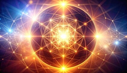 Abstract Sacred Geometry Network Globe Glowing Energy