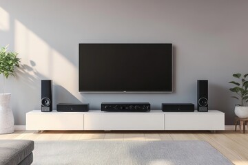 Modern soundbar and TV setup for home cinema
