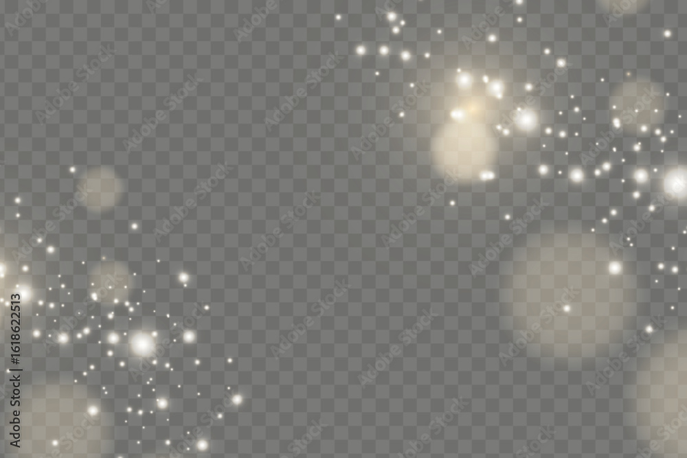 Wall mural glowing light effect with many glitter particles isolated on transparent background. vector starry c