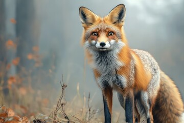 Fototapeta premium Wide-eyed fox with playful and curious look