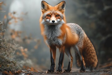 Wide-eyed fox with playful and curious look