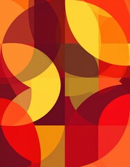 Fototapeta premium A vibrant abstract design featuring overlapping circles in shades of red, yellow, and orange, creating a dynamic visual effect.