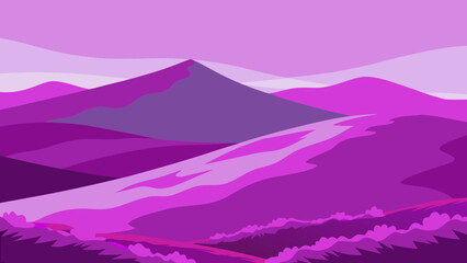 Purple Heather Field Covering Mountainside Nature Scene