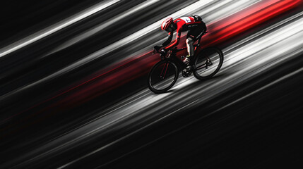 Obraz premium Abstract Cyclist in Motion: Bicycle Blurred Trails on Black Background
