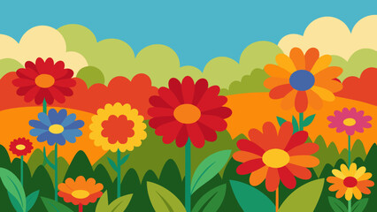 Fototapeta premium Wildflowers Field Creating Vibrant Mosaic of Nature Colors