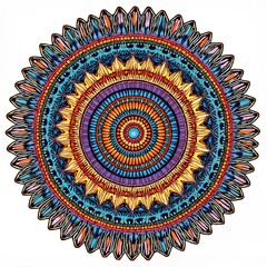 Bright ethnic mandala with layered decorative forms