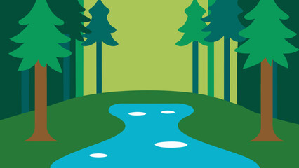 Fototapeta premium Serene Forest with a River and a Small Tranquil Pool