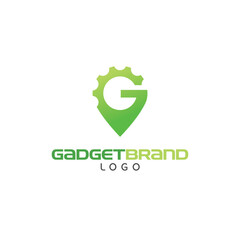 Gadget Brand Logo with Letter G, Gear and Location Pin Icon – Modern Tech Identity