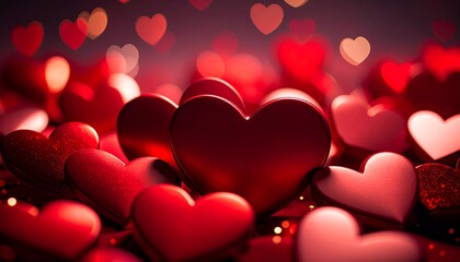  Valentines day background banner - abstract panorama background with red hearts .