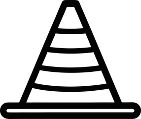 Road Cone Icon Line Art Vector Illustration Black