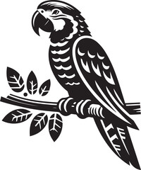 Bird Parrot Logo Vector Black Silhouette Illustration