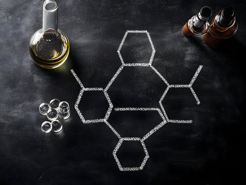 Dark Laboratory Background With Chemical Formula Illustration