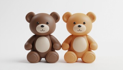 Obraz premium Pair Of Teddy Bears: Adorable Toys For Children, Featuring Two Cuddly Bears Perfect For Playtime And Snuggling. Comes In A Set.