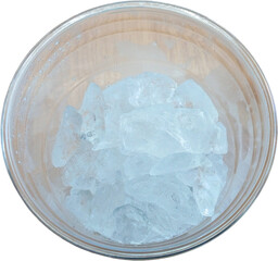 Clear Ice Cubes in a Transparent Cup on a Dark Background