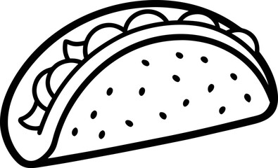 Taco with Fillings Icon Line Art Vector Illustration