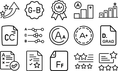 Set of Grade Icons Educational Rating and Evaluation Symbols
