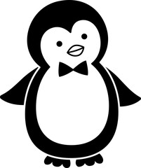 Holiday Penguin black clipart  isolated. 
Christmas penguin character silhouette. 
Cute winter christmas penguin  vector element. 
Transparent background. svg.