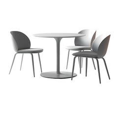 Set of modern wooden table with steel legs and chair on a transparent background. Generative AI
