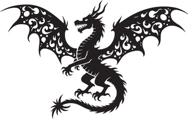 Naklejka premium Mythical Winged Dragon Silhouettes Set