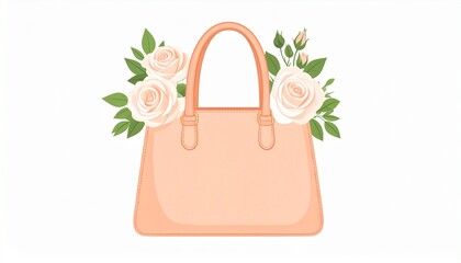  Elegant Peach Handbag with Delicate Roses, Spring Fashion Generative .