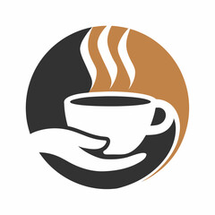 Coffee Cup and Hand Logo Vector for Cafe and Beverage Branding.