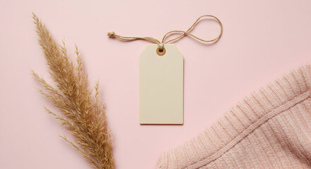 Blank Tag Mockup Pastel Pink Sweater Autumn Branding
