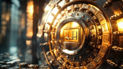 Obraz premium Golden vault strongbox detail