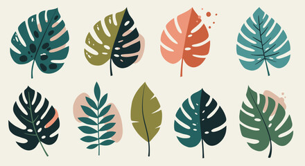 Summer Botanical Art Featuring Boho Tropical Monstera Leaf