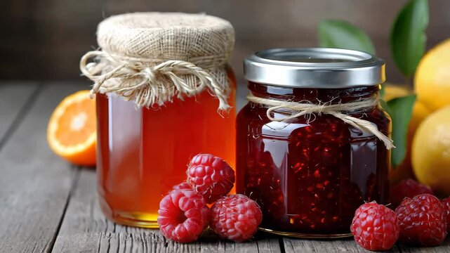 Homemade raspberry and citrus jams showcase fresh ingredients and perfect textures for delicious spreads