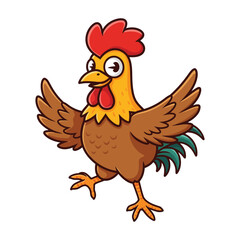 A cute cartoon hen cheerful vector on white background 